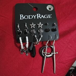 Spencer's Black and Silver Earring Set